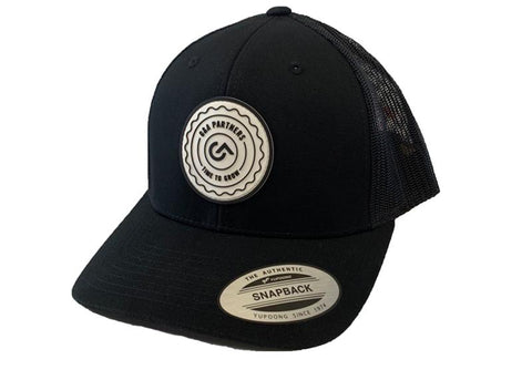 Snapback Hat - Black with White Patch